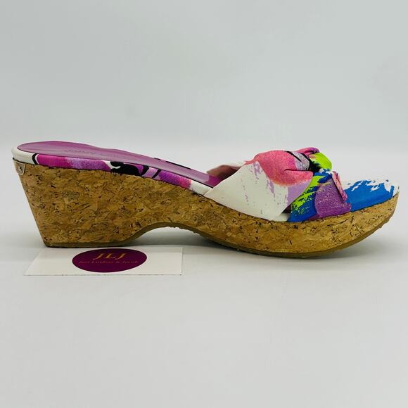 Jimmy Choo Women's Panna Purple Gleam Cork Wedge Sandals Size 38.5 EU/ 8.5 US - Picture 6 of 11